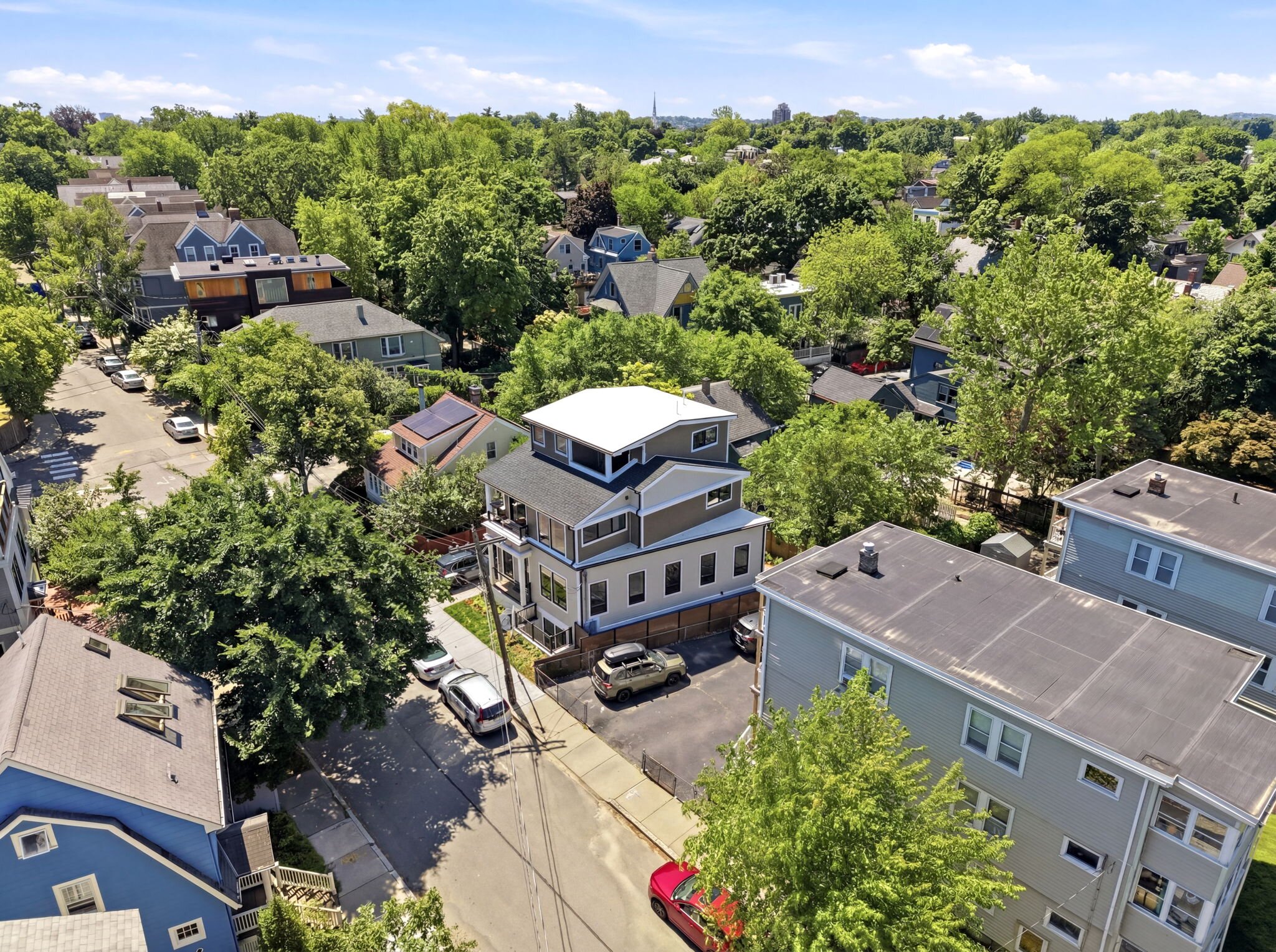 Aerial street view of the residence